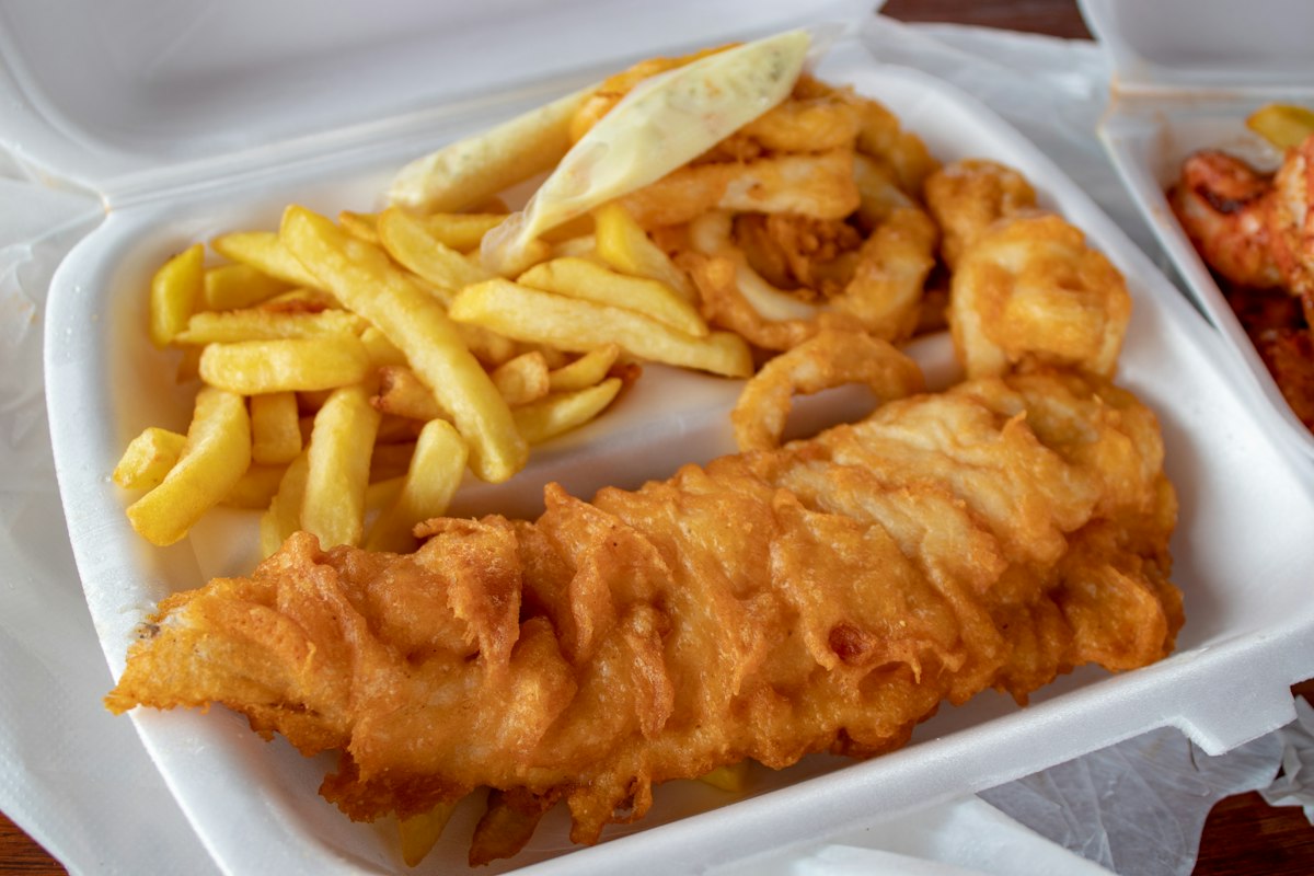 Golden fish and chips at Paul's Fish and Chicken Bar