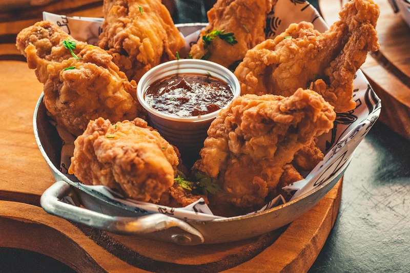 Crispy fried chicken close up
